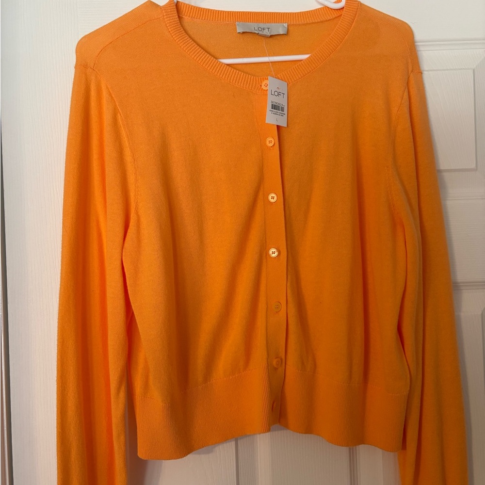 LOFT Vibrant Orange Women's Cardigan NWT